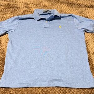 Polo by Ralph Lauren Men's Light Blue Polo Shirt with Yellow Logo